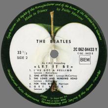 THE BEATLES DISCOGRAPHY FRANCE 1970 05 11 LET IT BE - D 1 - APPLE - T 2C 062- 04433 Y - pic 1