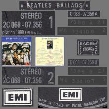 THE BEATLES DISCOGRAPHY FRANCE 1980 10 13 THE BEATLES BALLADS - 2C 068-07356 - (UK PCS 7214) - pic 6