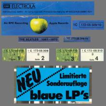 THE BEATLES DISCOGRAPHY GERMANY 1978 04 00 BEATLES ⁄ 1967-1970 - 1C 172-05309 ⁄ 10 - BLUE VINYL AND BLUE STICKER - pic 13