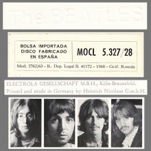 THE BEATLES DISCOGRAPHY SPAIN 1968 12 30 ⁄ 1968 THE BEATLES (WHITE ALBUM) - MOCL 5.327 ⁄ 28 - pic 4