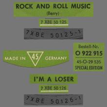 THE BEATLES DISCOGRAPHY SWITZERLAND - ODEON - O 22 915 - ROCK AND ROLL MUSIC ⁄ I'M A LOSER - GREEN LABEL - pic 4