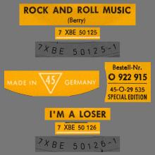 THE BEATLES DISCOGRAPHY SWITZERLAND - ODEON - O 22 915 - ROCK AND ROLL MUSIC ⁄ I'M A LOSER - ORANGE LABEL - pic 1