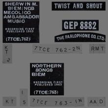 THE BEATLES DISCOGRAPHY UK - 1963 07 12 - TWIST AND SHOUT - GEP 8882 - C - PARLOPHONE - pic 1