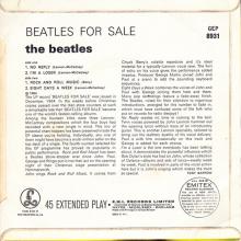 THE BEATLES DISCOGRAPHY UK - 1965 04 06 - BEATLES FOR SALE - GEP 8931 - a k - PARLOPHONE - EMI RECORDS - pic 3