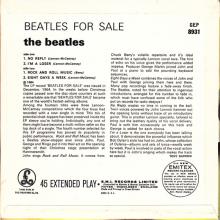 THE BEATLES DISCOGRAPHY UK - 1965 04 06 - BEATLES FOR SALE - GEP 8931 - a k - PARLOPHONE - EMI RECORDS - pic 4