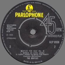 THE BEATLES DISCOGRAPHY UK - 1965 06 04 - BEATLES FOR SALE (No.2) - GEP 8938 - d - GRAMOPHONE - pic 4