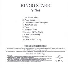 UK 2010 01 12 - RINGO STARR - Y NOT - WALK WITH YOU - PROMO CD - pic 2