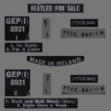 IRELAND - GEP (I) 8931 - BEATLES FOR SALE  - pic 2