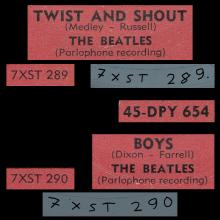 THE BEATLES FINLAND - 003 - 45-DPY 654 - TWIST AND SHOUT ⁄ BOYS - pic 2