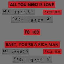 THE BEATLES FRANCE 45 - 1967 07 13 - SLEEVE 1 - FO 103 - ALL YOU NEED IS LOVE ⁄ BABY YOU'RE A RICH MAN - pic 4