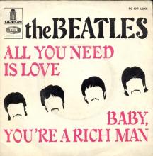THE BEATLES FRANCE 45 - 1967 07 13 - SLEEVE 6 - FO 103 - ALL YOU NEED IS LOVE ⁄ BABY YOU'RE A RICH MAN  - pic 1
