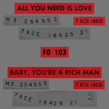 THE BEATLES FRANCE 45 - 1967 07 13 - SLEEVE 6 - FO 103 - ALL YOU NEED IS LOVE ⁄ BABY YOU'RE A RICH MAN  - pic 1