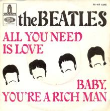 THE BEATLES FRANCE 45 - 1967 07 13 - SLEEVE 7 - FO 103 - ALL YOU NEED IS LOVE ⁄ BABY YOU'RE A RICH MAN  - pic 1