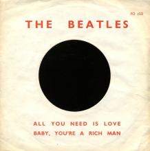 THE BEATLES FRANCE 45 - 1967 07 13 - SLEEVE 8 - FO 103 - ALL YOU NEED IS LOVE ⁄ BABY YOU'RE A RICH MAN - pic 1
