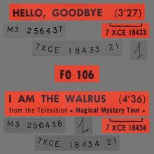 THE BEATLES FRANCE 45 - 1967 11 30 - SLEEVE 2 A - FO 106 - HELLO, GOODBYE ⁄ I AM THE WALRUS - MISPRINT - pic 1
