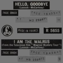 THE BEATLES FRANCE 45 - 1967 11 30 - SLEEVE 9 - FO 106 - R 5655 - HELLO, GOODBYE ⁄ I AM THE WALRUS - FRENCH EXPORT RECORD - pic 1