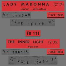 THE BEATLES FRANCE 45 - 1968 03 18 - SLEEVE C 1 - L FO 111 - LADY MADONNA ⁄ THE INNER LIGHT - FSS 562  - pic 1