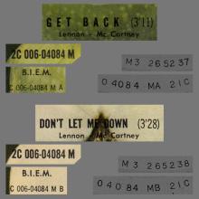 THE BEATLES FRANCE 45 - 1969 04 15 - CARDBOARD SLEEVE A ⁄ RECORD 1 - APPLE - L 2 C 006-04084 M - GET BACK ⁄ DON'T LET ME DOWN - pic 1