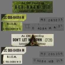 THE BEATLES FRANCE 45 - 1969 04 15 - PAPER SLEEVE B ⁄ RECORD 2 - APPLE - L 2 C 006-04084 M - GET BACK ⁄ DON'T LET ME DOWN - pic 1