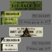 THE BEATLES FRANCE 45 - 1969 04 15 - PAPER SLEEVE E ⁄ RECORD 2 - APPLE - 2 C 006-04084 M - GET BACK ⁄ DON'T LET ME DOWN - pic 1