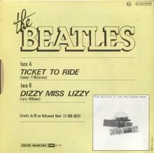 THE BEATLES FRANCE 45 - 1977 05 00 - PARLOPHONE - EA 2 C 006-04478 - TICKET TO RIDE ⁄ DIZZY MISS LIZZY - pic 1