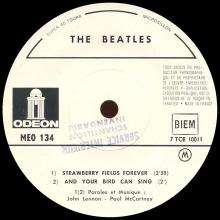 THE BEATLES FRANCE EP - C - 1967 02 23 - MEO 134 - SLEEVE 1 WHITE PROMO LABEL 3 - BIEM - pic 1