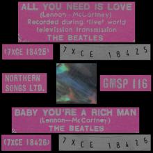 THE BEATLES MULTICOLOR GREECE - GMSP 116 - ALL YOU NEED IS LOVE ⁄ BABY YOU'RE A RICH MAN - OPEN CENTER - pic 1