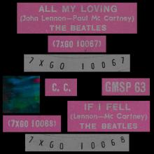 THE BEATLES MULTICOLOR GREECE - GMSP  63 - ALL MY LOVING ⁄ IF I FELL - OPEN CENTER - pic 4