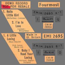 THE FOURMOST - HELLO LITTLE GIRL ⁄ I'M IN LOVE - EMI 2695 - UK - PROMO - EP - pic 4