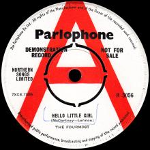 THE FOURMOST - HELLO LITTLE GIRL - R 5056 - UK - PROMO - pic 3