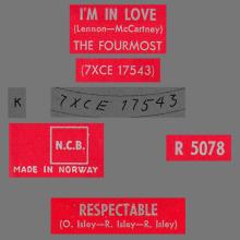 THE FOURMOST - I'M IN LOVE - R 5078 - NORWAY  - pic 4