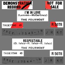 THE FOURMOST - I'M IN LOVE - R 5078 - UK - PROMO - pic 4