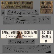 THE GREATEST STORY - ALL YOU NEED IS LOVE ⁄ BABY YOU'RE A RICH MAN - 3C 006-04466 - APPLE - B  - pic 1