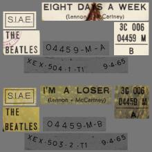 THE GREATEST STORY - EIGHT DAYS A WEEK ⁄ I'M A LOSER - 3C 006-04459 - APPLE - A - pic 1