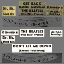 THE GREATEST STORY - GET BACK ⁄ DON'T LET ME DOWN - 3C 006-04084 - APPLE - A 1  - pic 1