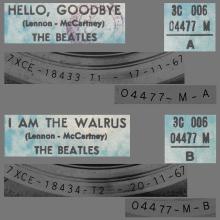 THE GREATEST STORY - HELLO GOODBYE ⁄ I AM THE WALRUS - 3C 006-04477 - BLUE LABEL - A - pic 1