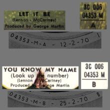 THE GREATEST STORY - LET IT BE ⁄ YOU KNOW MY NAME - 3C 006-04353 - APPLE - B - pic 1