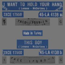 TURKEY - LA 4138 - A - BLUE LABEL - I WANT TO HOLD YOUR HAND ⁄ THIS BOY  - pic 1