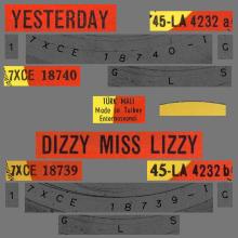TURKEY - LA 4232 - D - YESTERDAY ⁄ DIZZY MISS LIZZY - pic 1