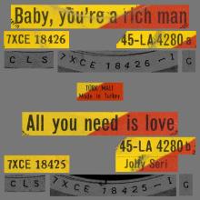 TURKEY - LA 4280 - E - ALL YOU NEED IS LOVE ⁄ BABY, YOU'RE A RICH MAN - pic 1