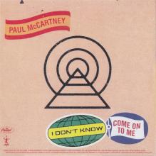 2018 09 18 - PAUL McCARTNEY - I DON'T KNOW ⁄ COME ON TO ME - EU ⁄ HOLLAND - CDR PROMO - pic 1