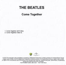 2019 09 27 THE BEATLES - COME TOGETHER - PROMO - APPLE UNIVERSAL CDR  - pic 2