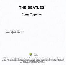 2019 09 27 THE BEATLES - COME TOGETHER - PROMO - APPLE UNIVERSAL CDR  - pic 1