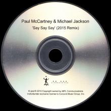 UK 2015 12 16 - PAUL McCARTNEY & MICHAEL JACKSON - SAY SAY SAY - CDR 1 TRACK PROMO - pic 1