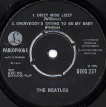 dk190 Dizzy Miss Lizzy / Everybody's Trying To Be My Baby / Yesterday / Kansas City Parlophone GEOS 234   - pic 3
