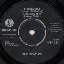 dk190 Dizzy Miss Lizzy / Everybody's Trying To Be My Baby / Yesterday / Kansas City Parlophone GEOS 234   - pic 4