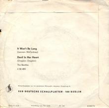 Beatles Discography DDR 065 IT WON'T BE LONG / DEVIL IN HER HEART - AMIGA - 4 50 493 A  - pic 1