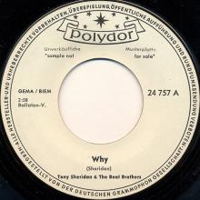 ger050   Why / Cry For A Shadow  Polydor 24 757 promo but unreleased - pic 1