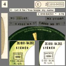 THE BEATLES DISCOGRAPHY FRANCE - OLDIES BUT GOLDIES - 040 L1-P2- LET IT BE/YOU KNOW MY NAME(Look Up The Number) - E 2C 010-04353 - pic 2