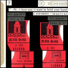THE BEATLES DISCOGRAPHY FRANCE - OLDIES BUT GOLDIES - 070 L6-P1 - P.S. I LOVE YOU / I WANT TO HOLD YOUR HAND - E 2C 010-04453 - pic 1